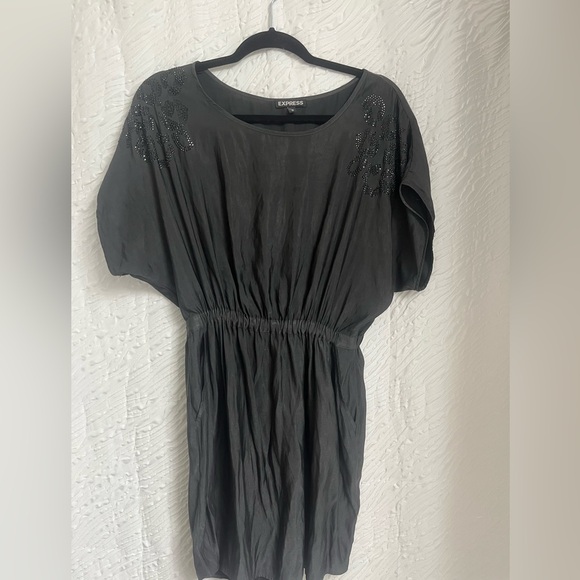 Express Charcoal Dress with Shoulder Embellishments - Picture 1 of 5